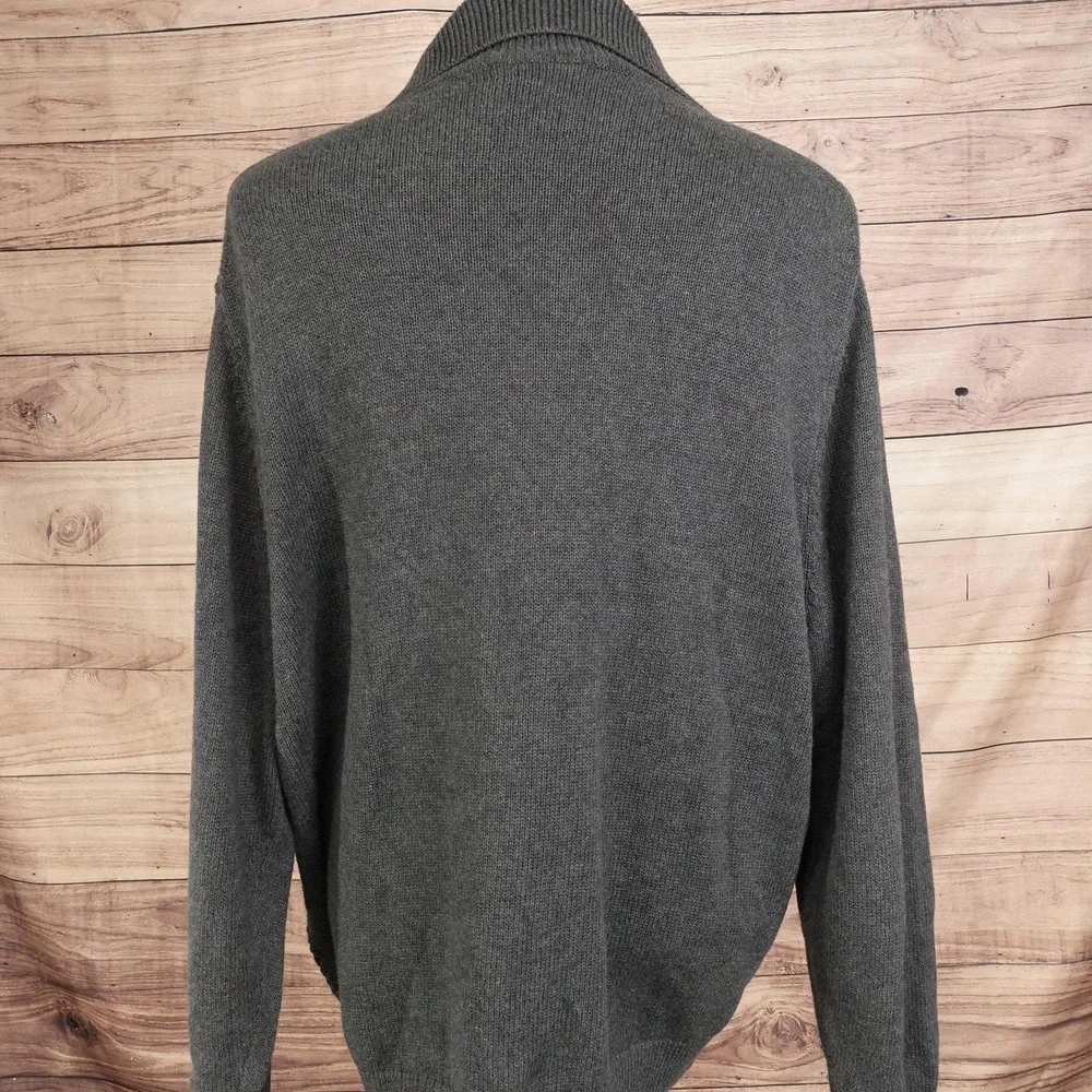 Roundtree & Yorke Sweater Mens 2XL Gray Shawl Collar Cotton Pullover Knit